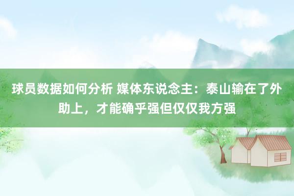 球员数据如何分析 媒体东说念主：泰山输在了外助上，才能确乎强但仅仅我方强