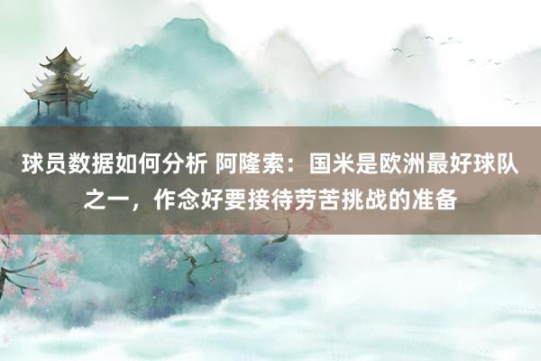 球员数据如何分析 阿隆索：国米是欧洲最好球队之一，作念好要接待劳苦挑战的准备