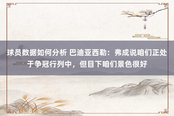 球员数据如何分析 巴迪亚西勒：弗成说咱们正处于争冠行列中，但目下咱们景色很好