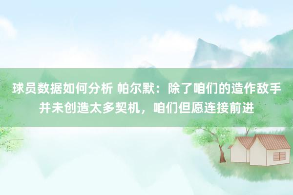 球员数据如何分析 帕尔默：除了咱们的造作敌手并未创造太多契机，咱们但愿连接前进