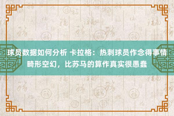 球员数据如何分析 卡拉格：热刺球员作念得事情畸形空幻，比苏马的算作真实很愚蠢