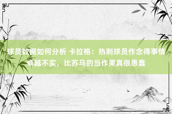 球员数据如何分析 卡拉格：热刺球员作念得事情卓越不实，比苏马的当作果真很愚蠢