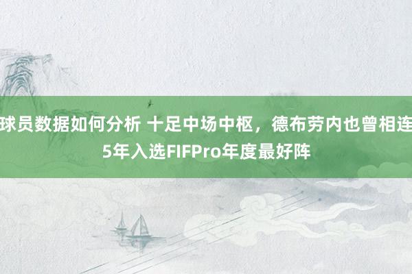 球员数据如何分析 十足中场中枢，德布劳内也曾相连5年入选FIFPro年度最好阵